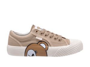 TTWN Bear Low-Top Khaki Canvas Side Bear Head Biscuit Shoes