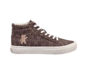 TTWN Bear High-Top Brown Canvas Bear Pattern Shoes