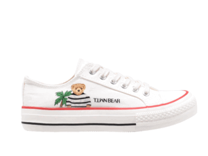 TTWN BEAR Low-Top White Canvas TTWN Bear Lettering / Bear Shoes