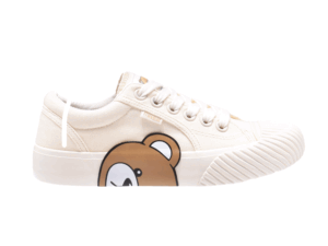 TTWN BEAR Low-Top Off-White Canvas Side Bear Head Biscuit Shoes