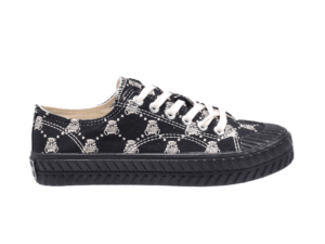 TTWN BEAR Low-Top Black Jacquard Canvas Big-Eared Bear Pattern Shoes