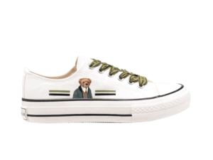 TTWN BEAR Low-Top White Canvas Side Bear Shoes