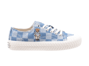 TTWN BEAR Low-Top Blue Checkered Denim Canvas Shoes