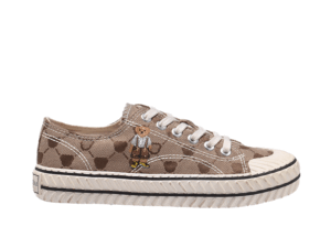 TTWN Bear Low-Top Coffee Jacquard Canvas Big-Eared Bear Pattern Shoes