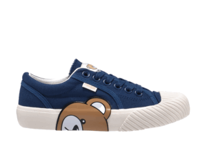 TTWN Bear Low-Top Dark Blue Canvas Side Bear Head Biscuit Shoes