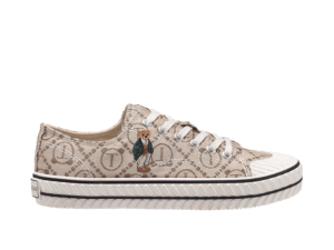 TTWN Bear Low-Top Off White Jacquard Canvas Big-Eared Bear Pattern Shoes