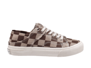 TTWN Bear Low-Top Brown Checkered Canvas Shoes