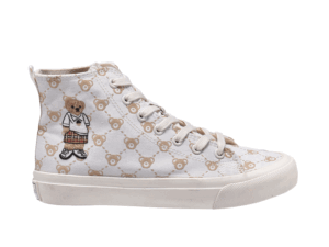 TTWN Bear High-Top White Canvas Big-Eared Bear Pattern Shoes
