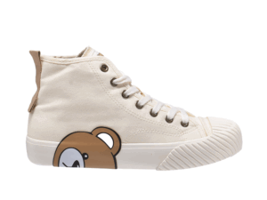 TTWN Bear High-Top Off-White Canvas Side Bear Head Biscuit Shoes