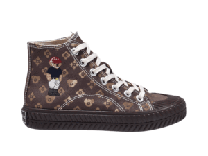 TTWN Bear High-Top Coffee-Colored Star Pattern Canvas Bear Shoes