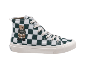 TTWN Bear High-Top Green Checkered Canvas Shoes