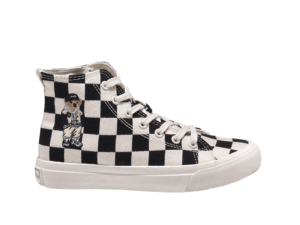 TTWN Bear High-Top Black & White Checkered Canvas Shoes