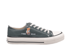 TTWN Bear Low-Top Green Canvas TTWN Bear Lettering & Side Bear Shoes