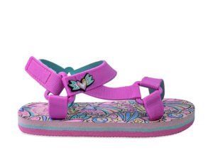 Cubs Girls’ sandal with heart and rainbow prints.