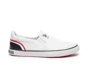 US Polo Men Round Toe Solid Timeo Slip On Sneakers White