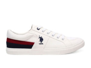 US Polo Men Contrast Stripe Canvas Clarkin Sneakers White