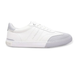 US Polo Men Round Toe Solid Gain Sneakers White