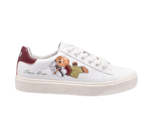 TTWN Bear Low-Top White Lace Side Bear Canvas Shoes