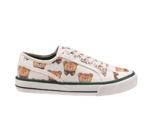 TTWN Bear Low-Top White Canvas Full Bear Head Print Shoes