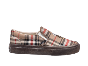 TTWN Bear Slip-On Khaki Checkered Shoes