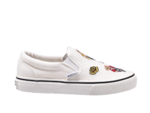 TTWN Bear Slip-On White Canvas Crown Bear Embroidered Shoes