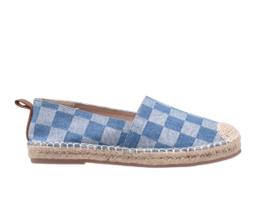 TTWN Bear Slip-On Blue Checkered Denim Casual Shoes