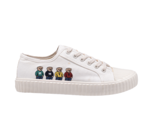 TTWN Bear Low-Top White Canvas Four Bears Platform Shoes