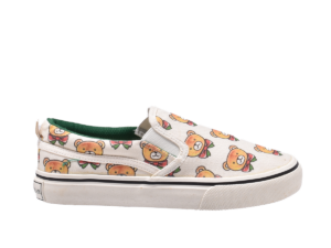 TTWN Bear Slip-On White Canvas Full Bear Head Print Shoes