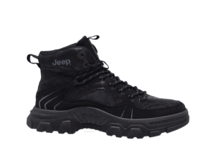 Jeep Mid Top Lace up Chunky Combat Suede Boot-P224M06068- Black